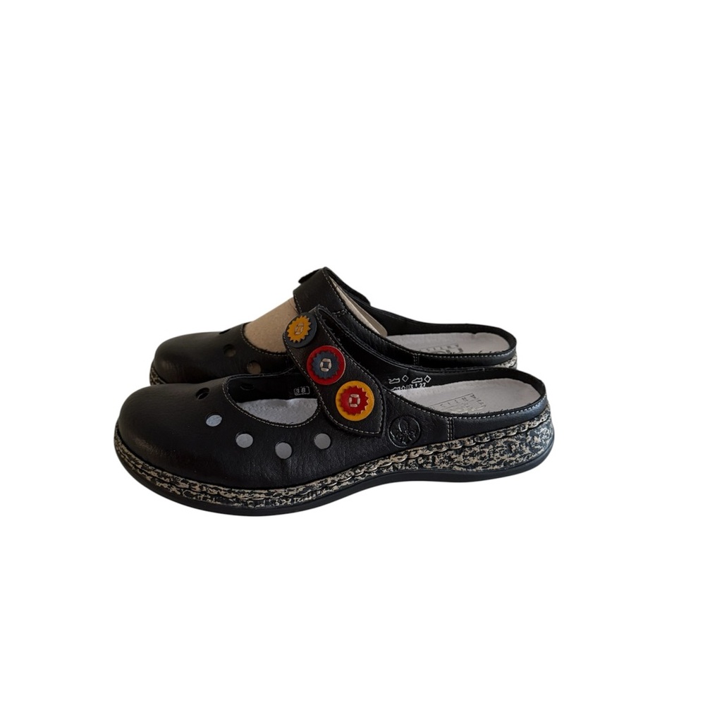 Rieker Black and Red Slippers Comfortable Slip-On Design